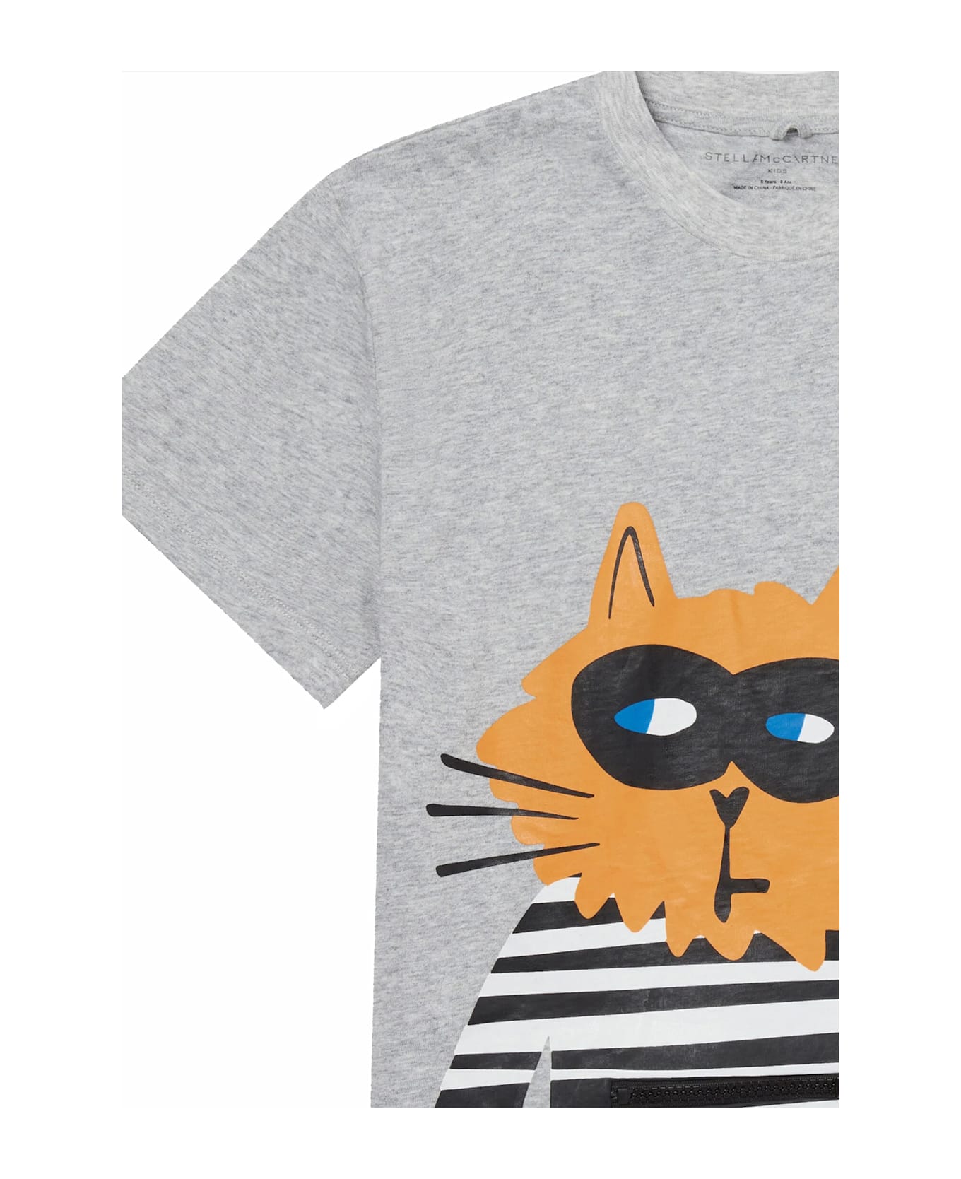 Stella McCartney Kids Grey T-shirt For Boy With Cat - Grey