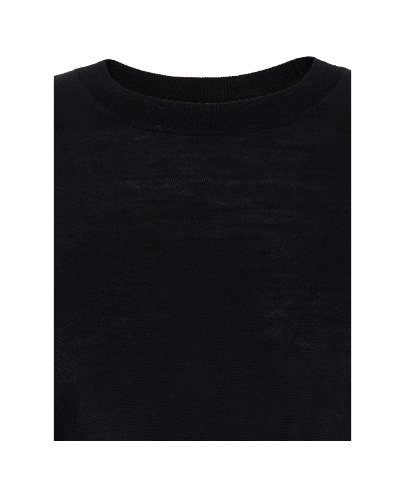 Parosh Black Crewneck Long Sleeve Sweater In Fabric Woman - Black