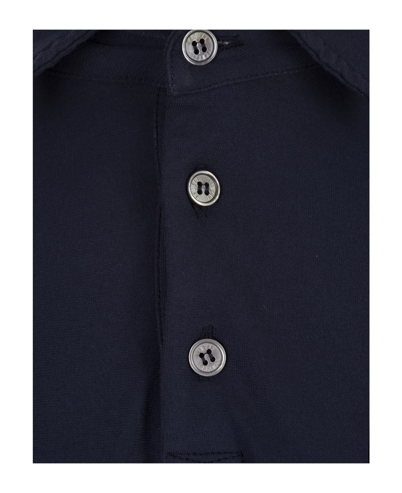Fedeli Short-sleeved Polo Shirt In Navy Blue Cotton - Blue ポロシャツ