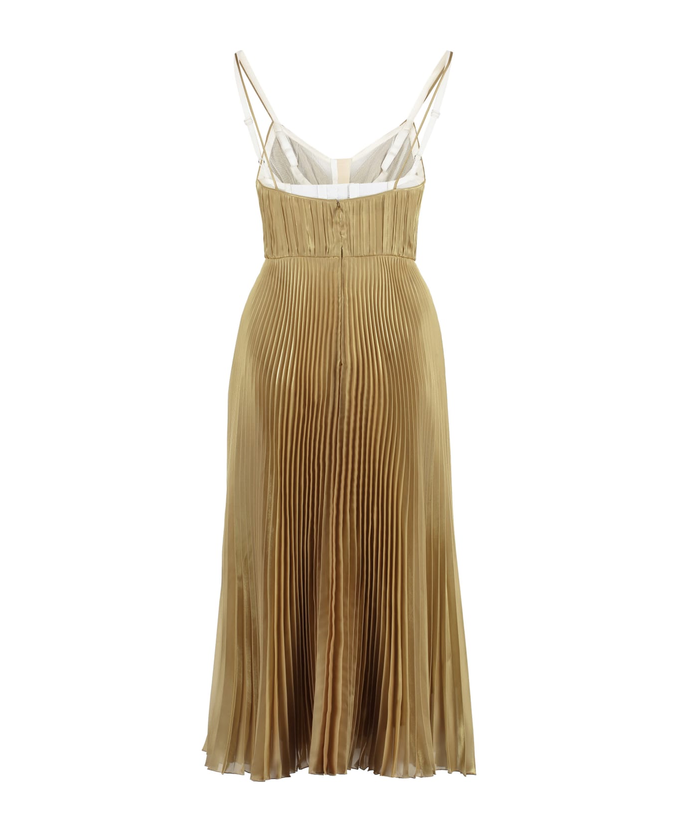 Prada Pleated Midi Dress - Gold ワンピース＆ドレス