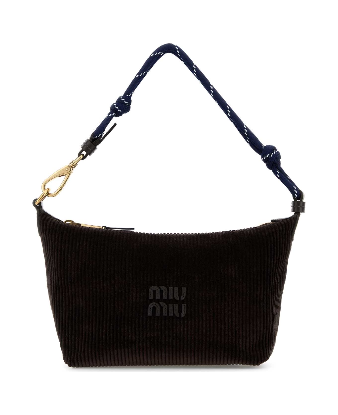 Miu Miu Dark Brown Corduroy Shoulder Bag - EBANOBALTICO