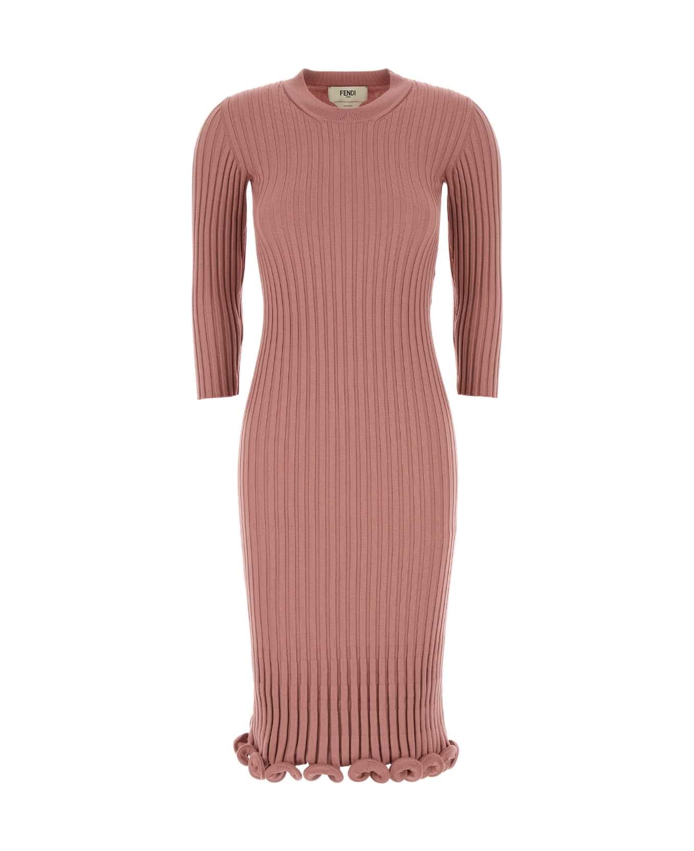 Fendi Dark Stretch Wool Blend Dress - BLUSH-25