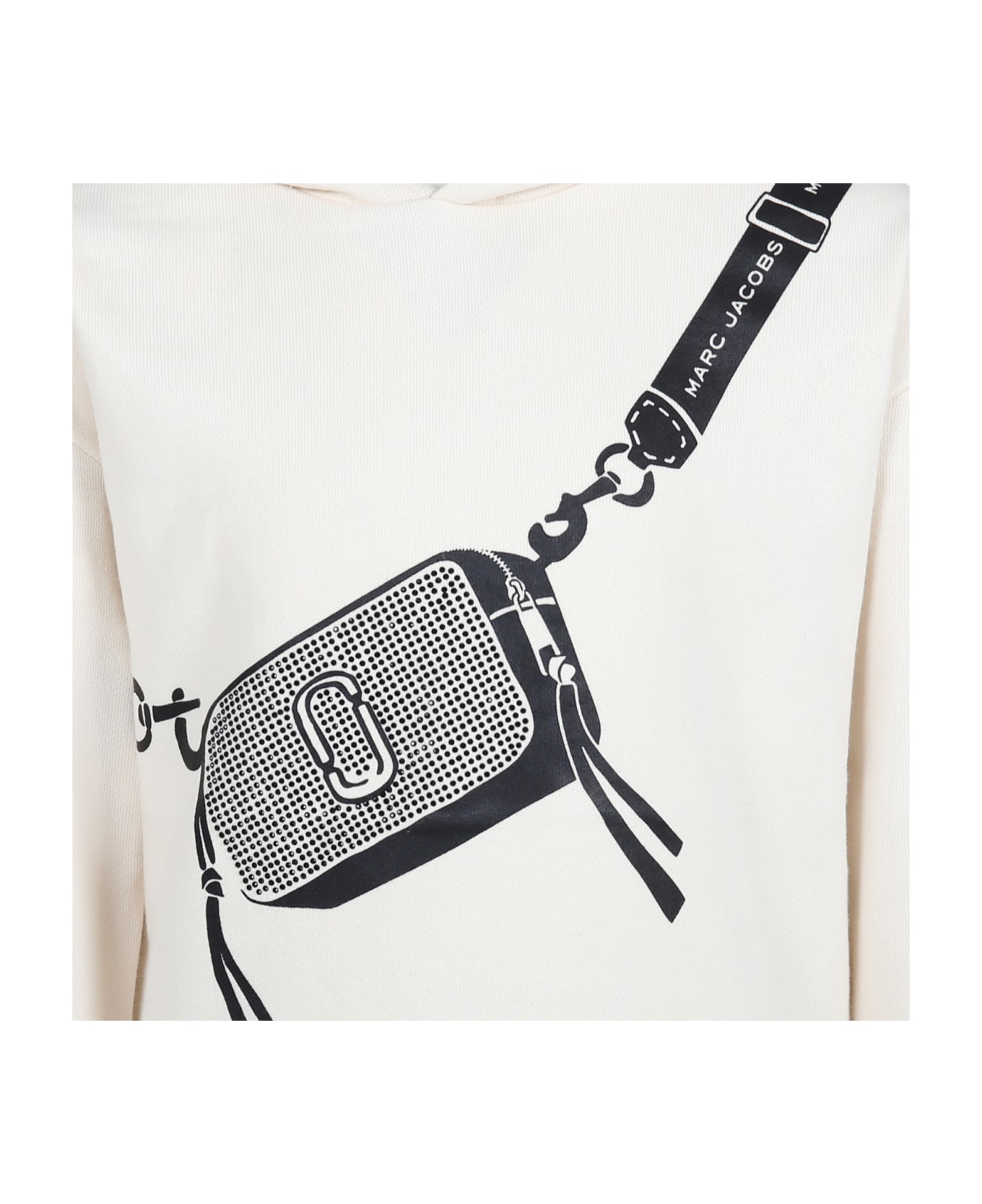 Marc Jacobs Ivory Sweatshirt For Girl With Bag Print - Bianco