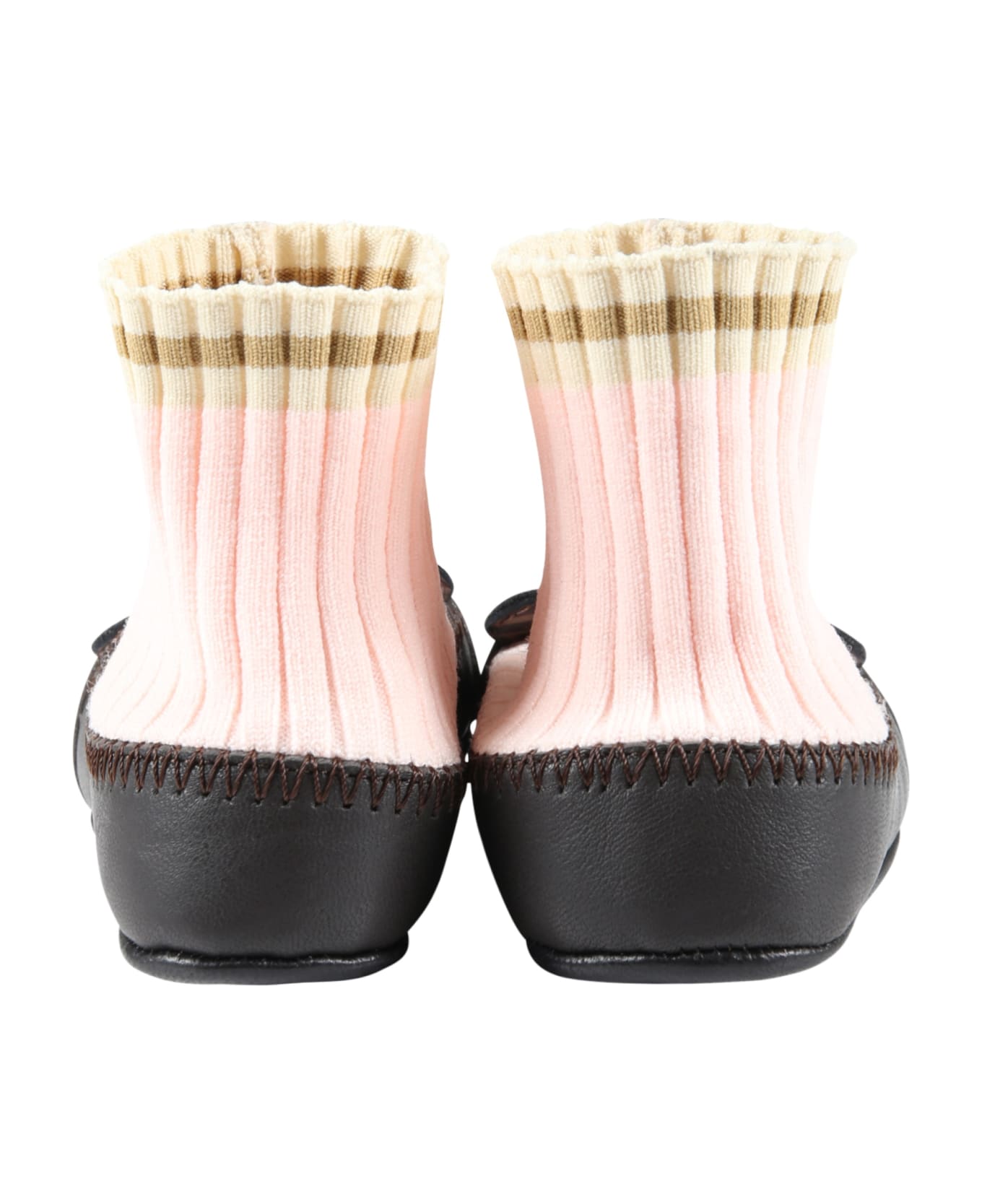 Fendi Multicolor Ballet Flats For Baby Girl With Bear - Pink