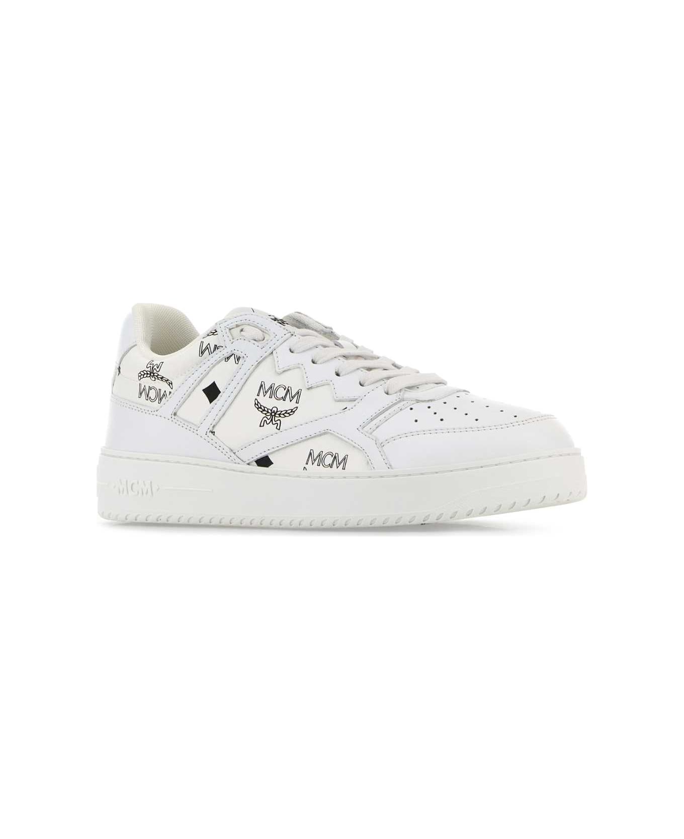 MCM Printed Canvas Terrain Sneakers - WHITE