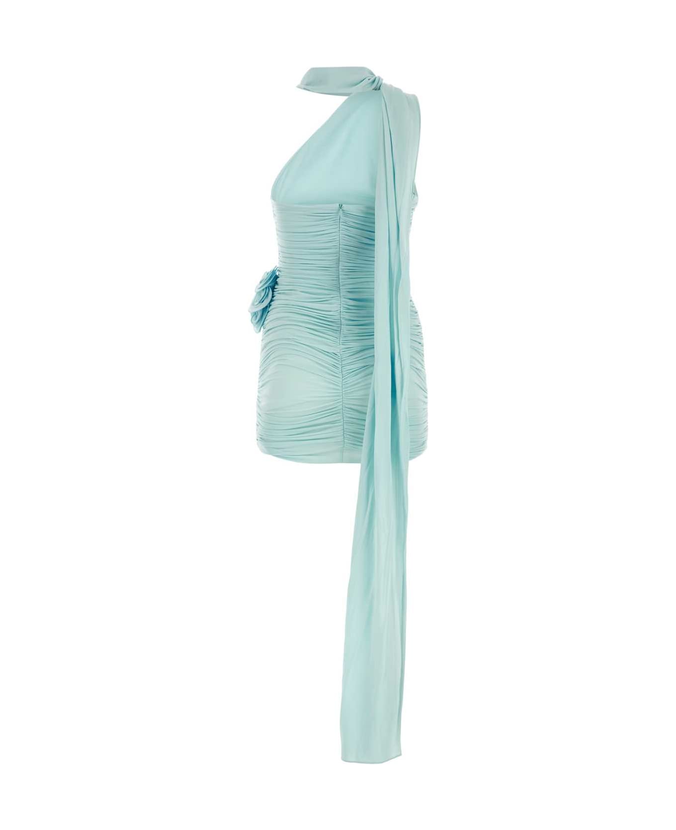 Magda Butrym Light Blue Stretch Cupro Mini Dress - BLUE