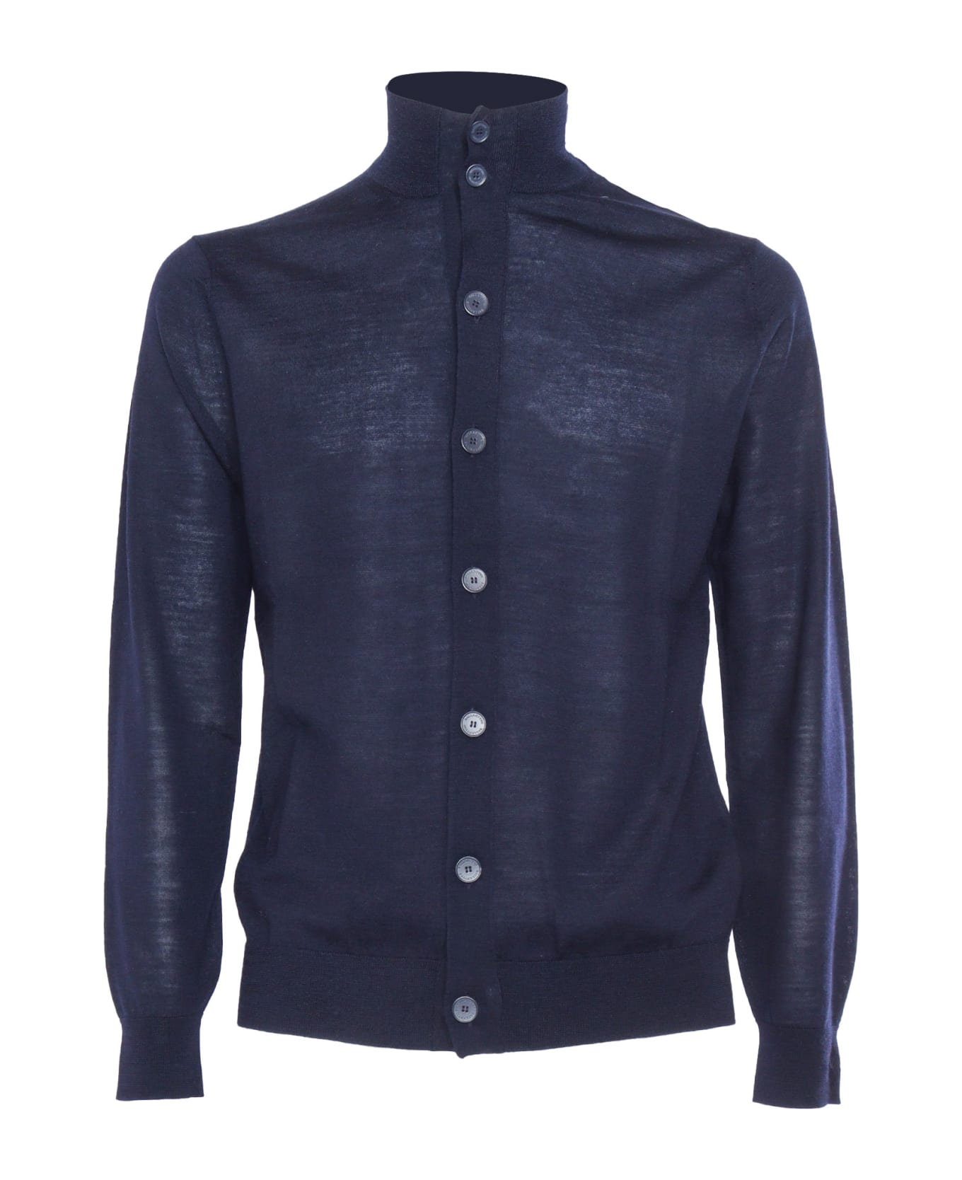 Ballantyne T-neck Cardigan - BLUE