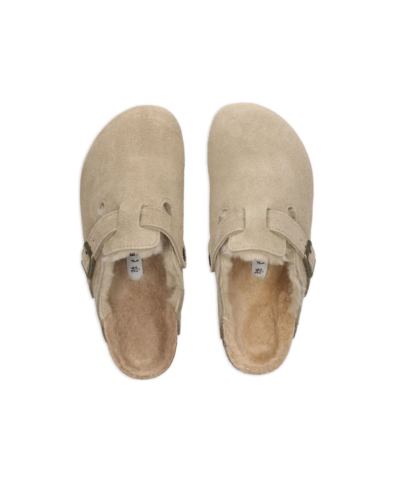 Birkenstock Boston Shearling Suede Slippers - Dove Grey