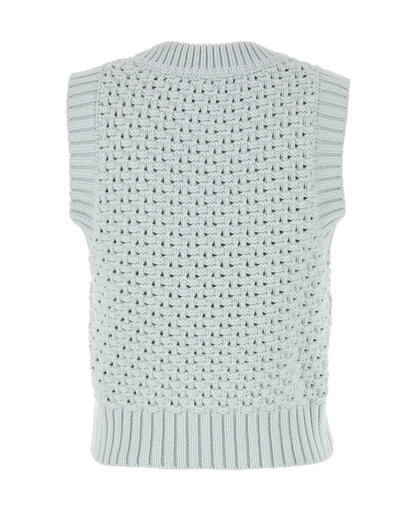 Ganni Pastel Light Blue Cotton Blend Vest - ILLUSIONBLUE