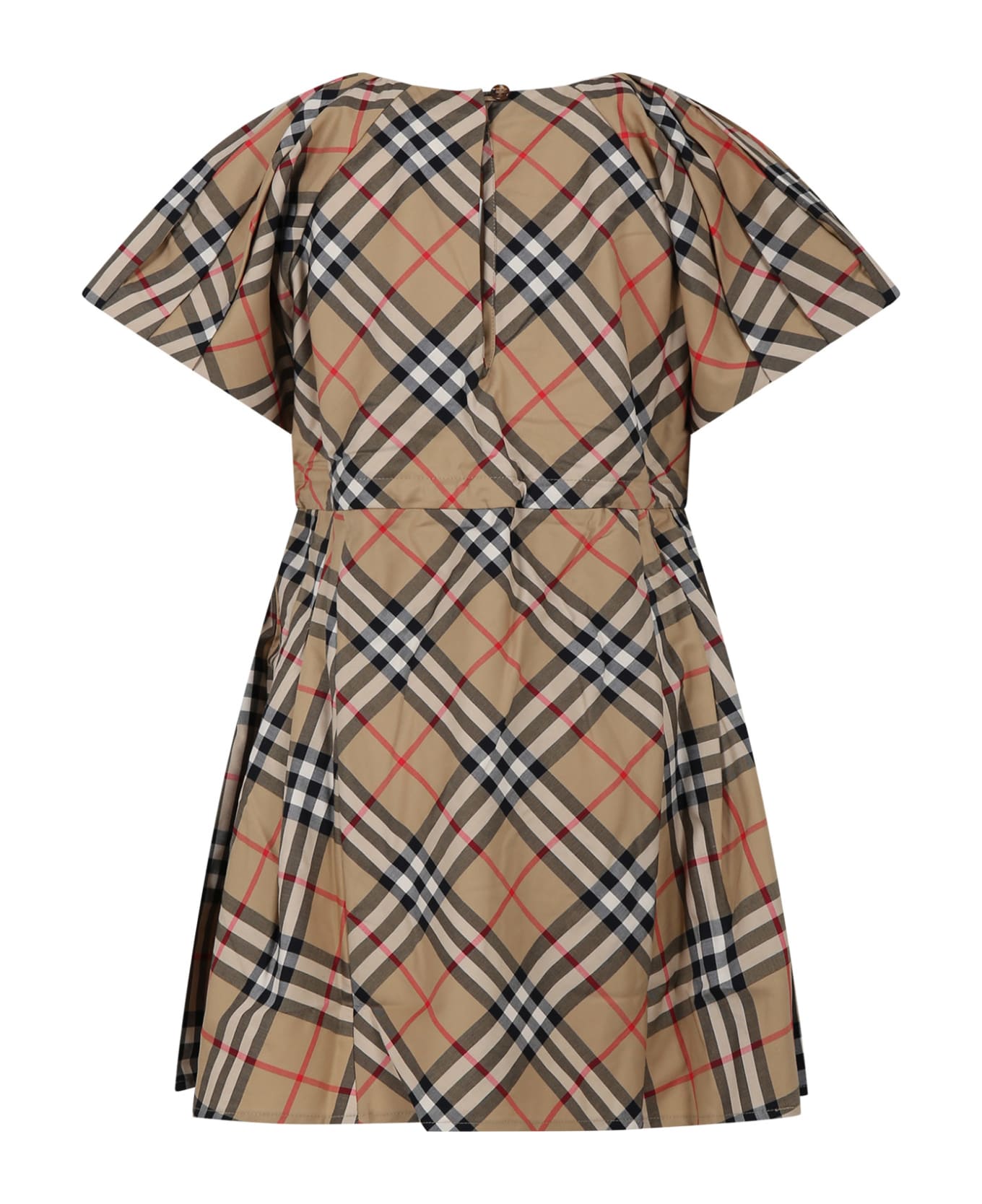 Burberry Beige Dress For Girl With Iconic All-over Vintage Check - Beige