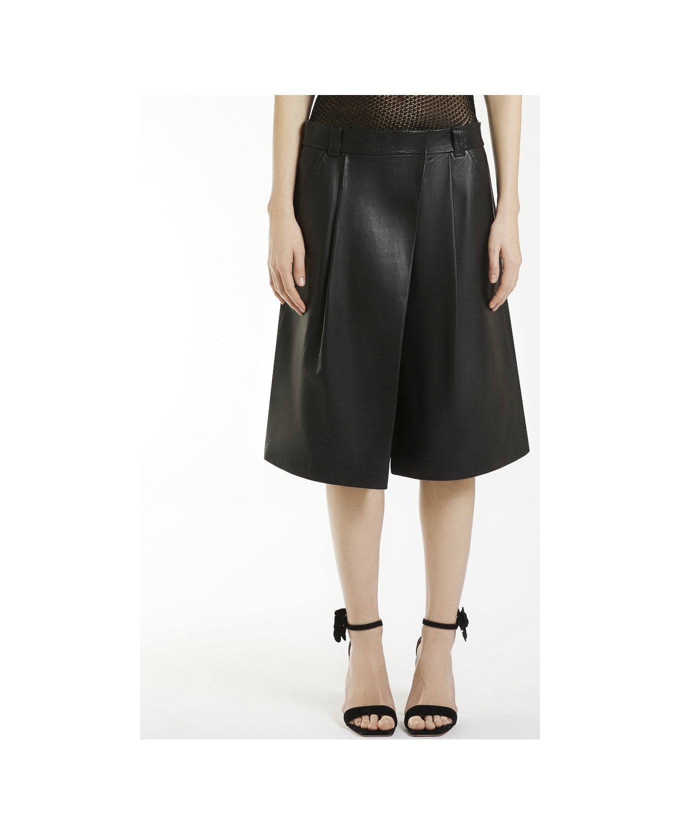 Marella Leather Maxi Bermuda Shorts