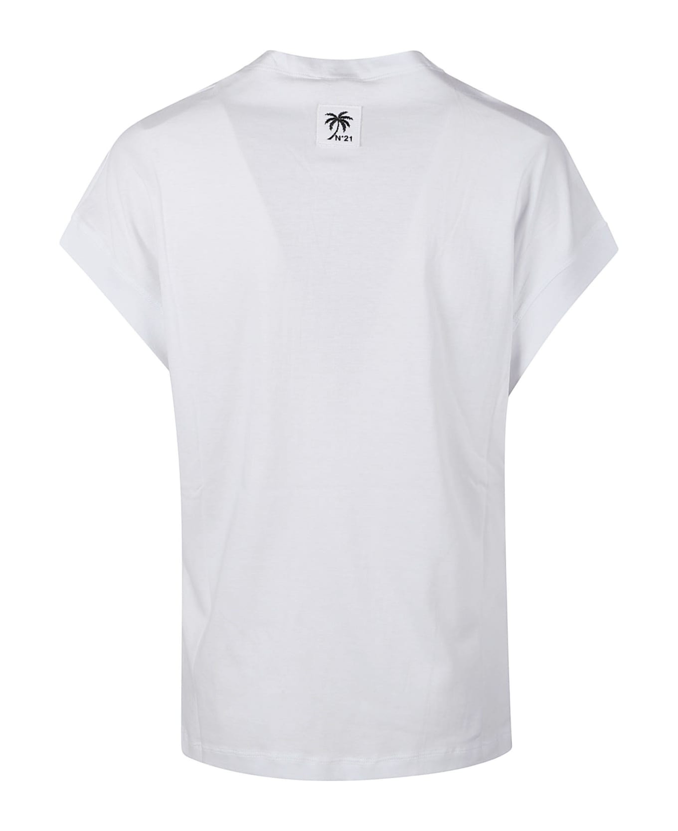 N.21 Logo Patched Wrap Front T-shirt - bianco ottico