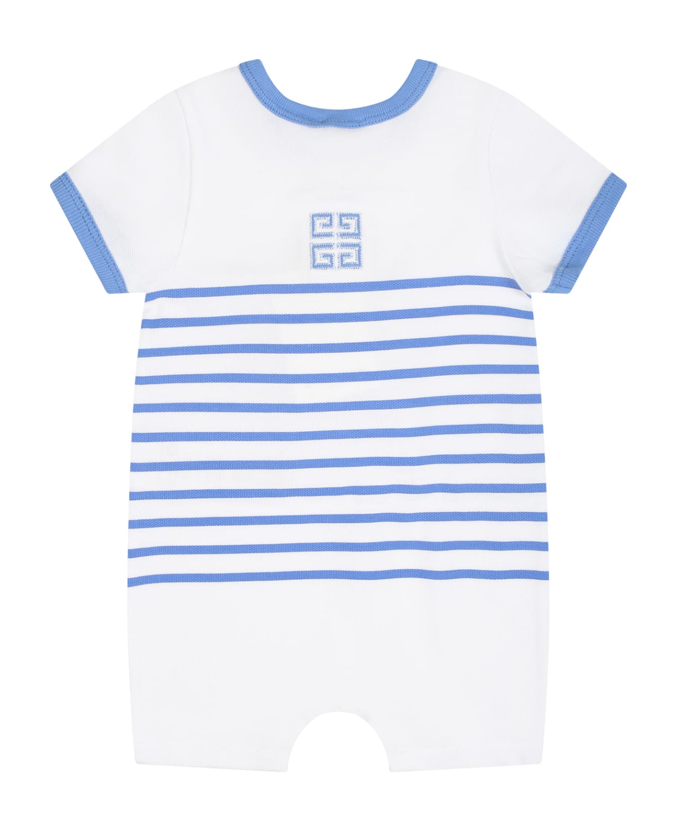 Givenchy Light Blue Romper For Baby Boy With Stripes And Logo - Blu ボディスーツ＆セットアップ