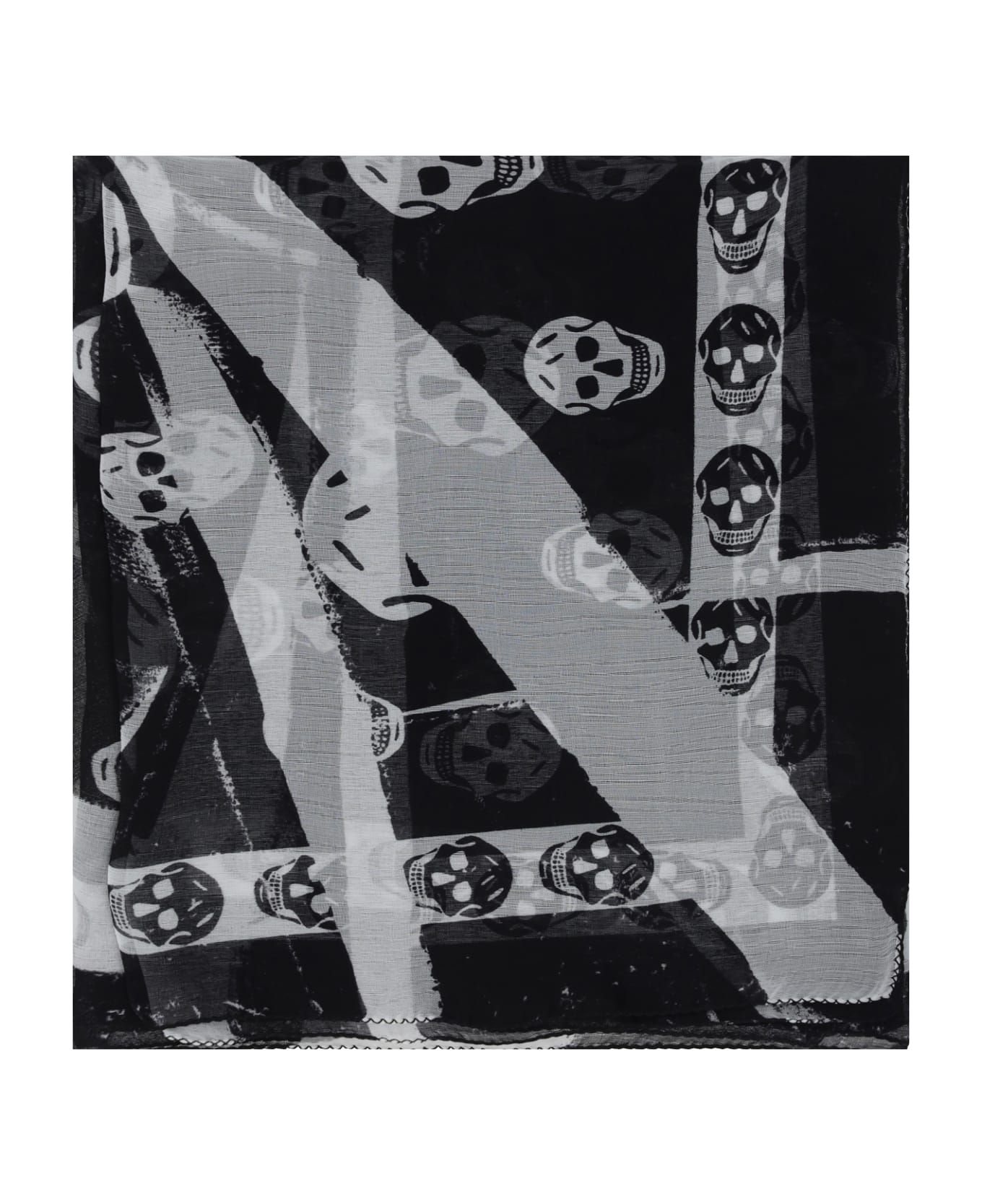 Alexander McQueen Skull Scarf - Black/ivory スカーフ＆ストール