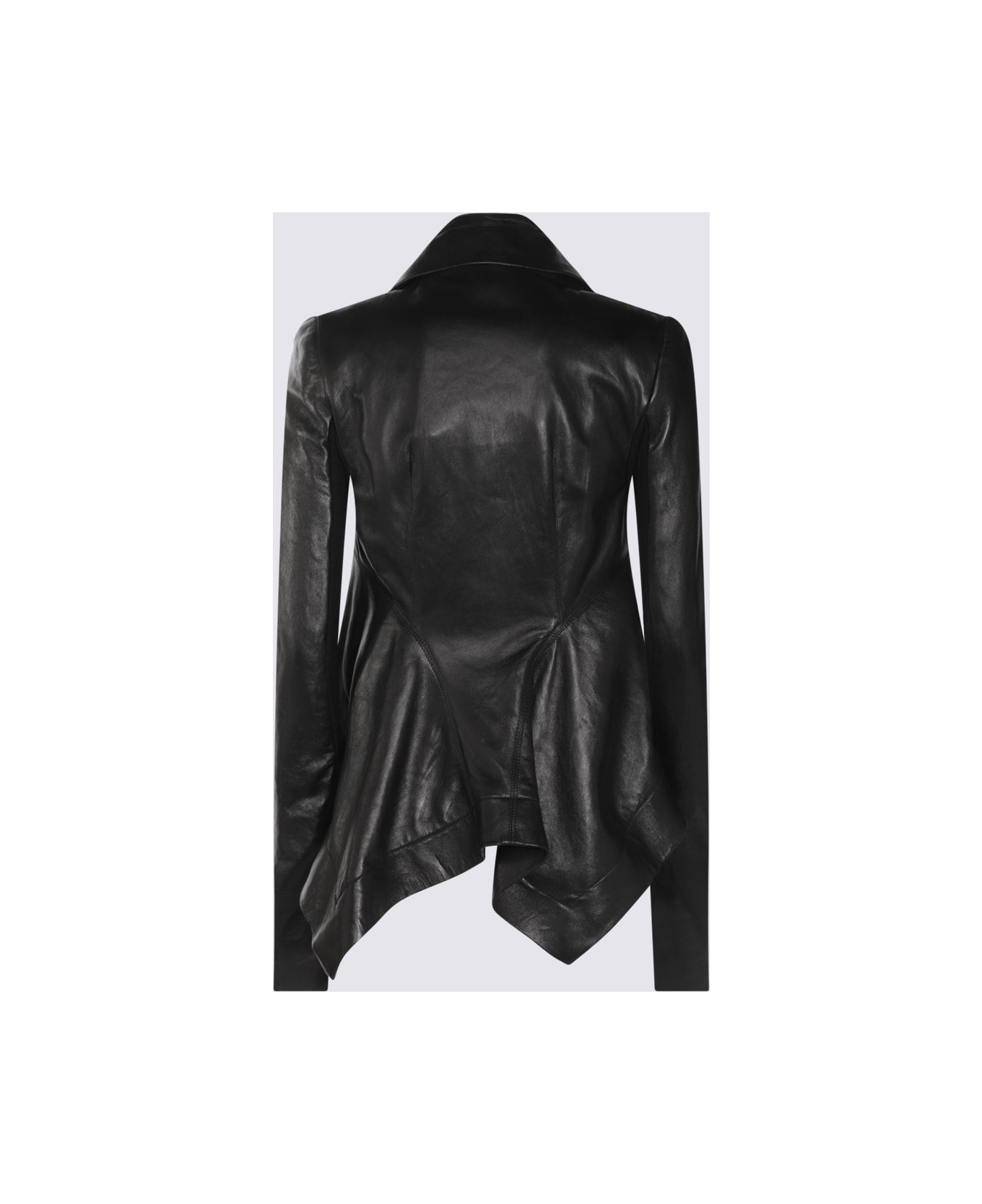 Rick Owens Black Leather Jacket - Black