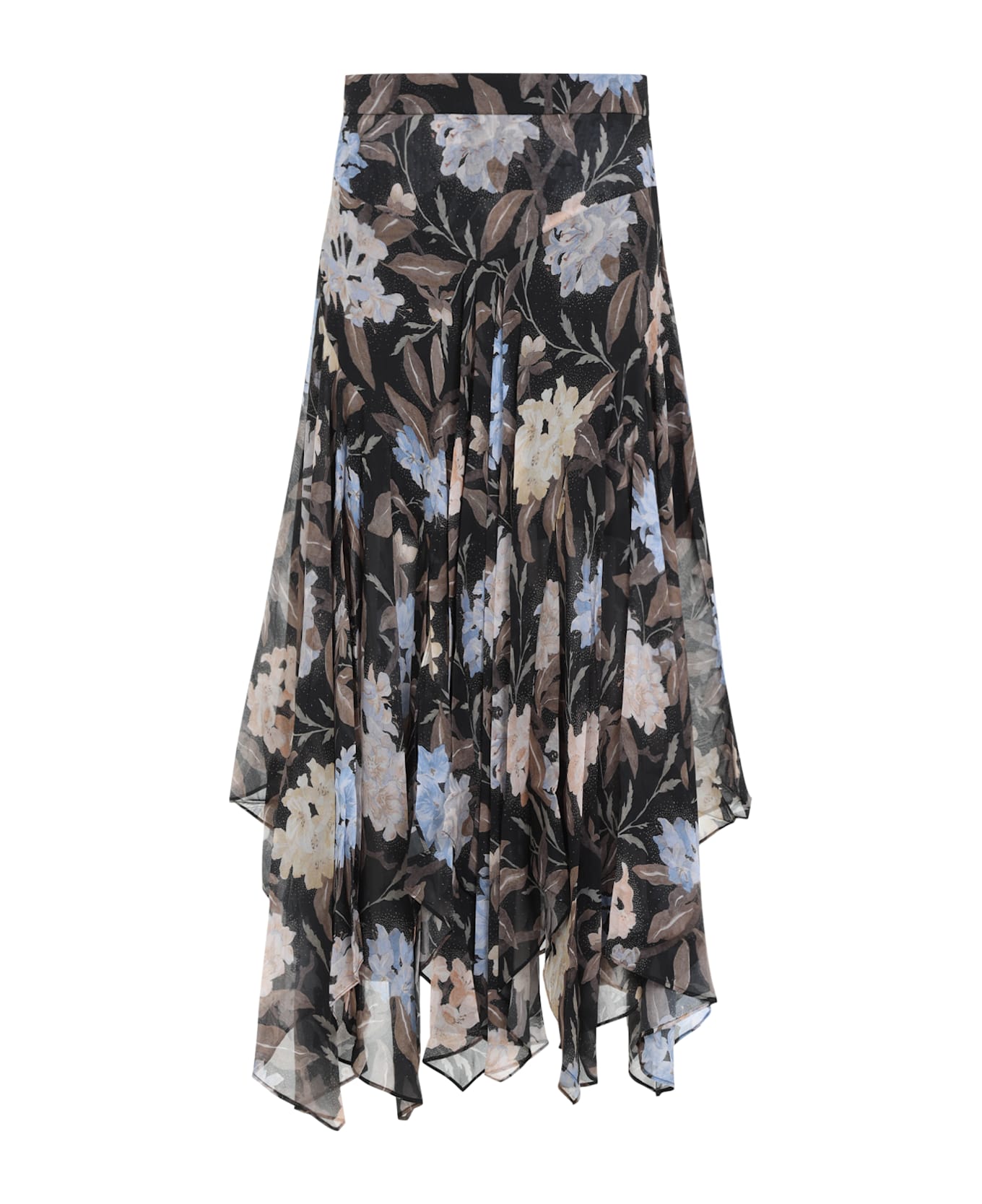 Zimmermann Eden Handkerchief Midi Skirt - Black Inca Lily