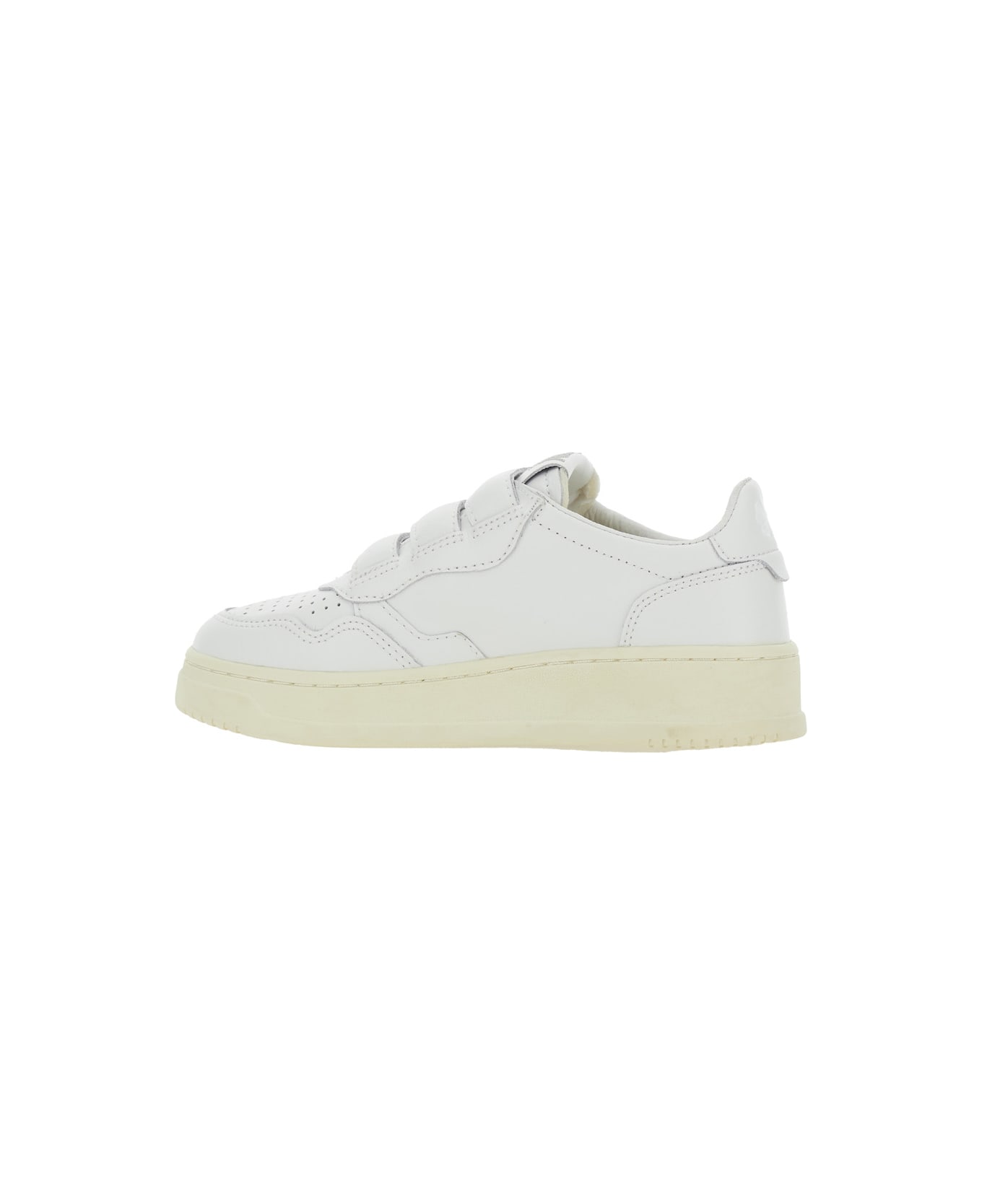 Autry 
kidstripes
 White Low Top Sneakers With Patch Logo On The Tongue And On The Side In Leather Boy - White
