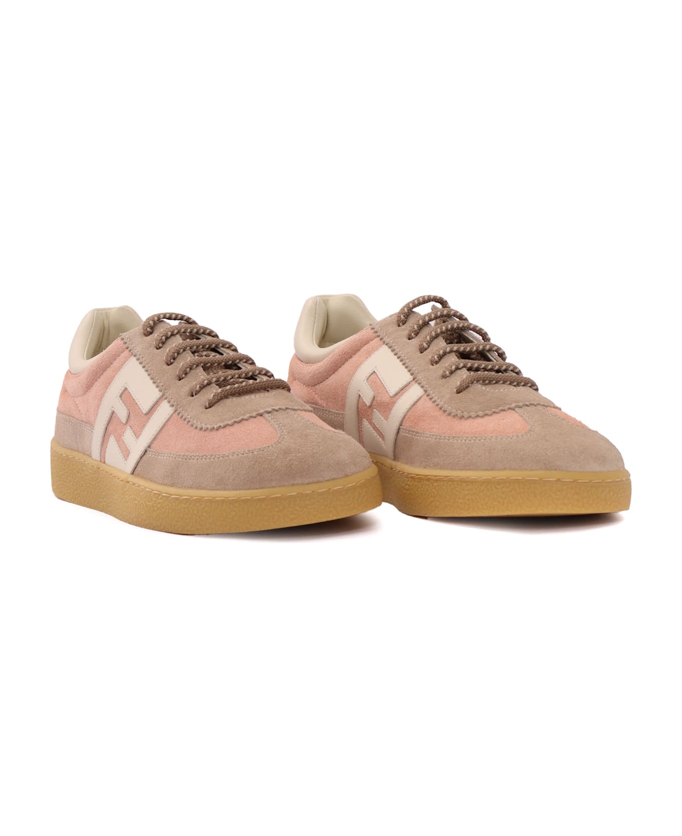 Fendi Nappa Mix Sneakers - BEIGE