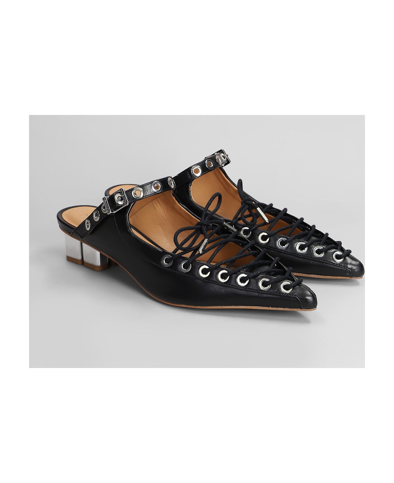 Ganni Slipper-mule In Black Polyuretan - black