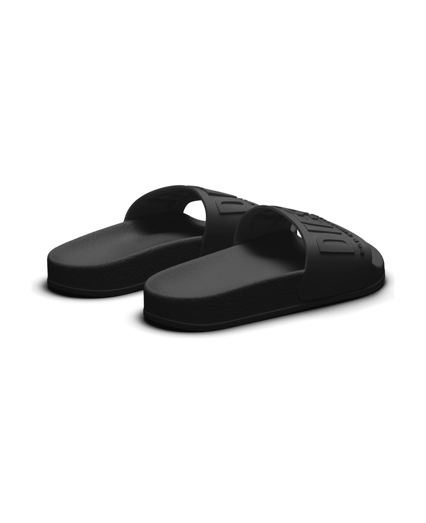 Diesel Mayemi Sa-mayemi Cc Sandals Diesel Black Mayemi Slide Slippers With Embossed Logo - Black