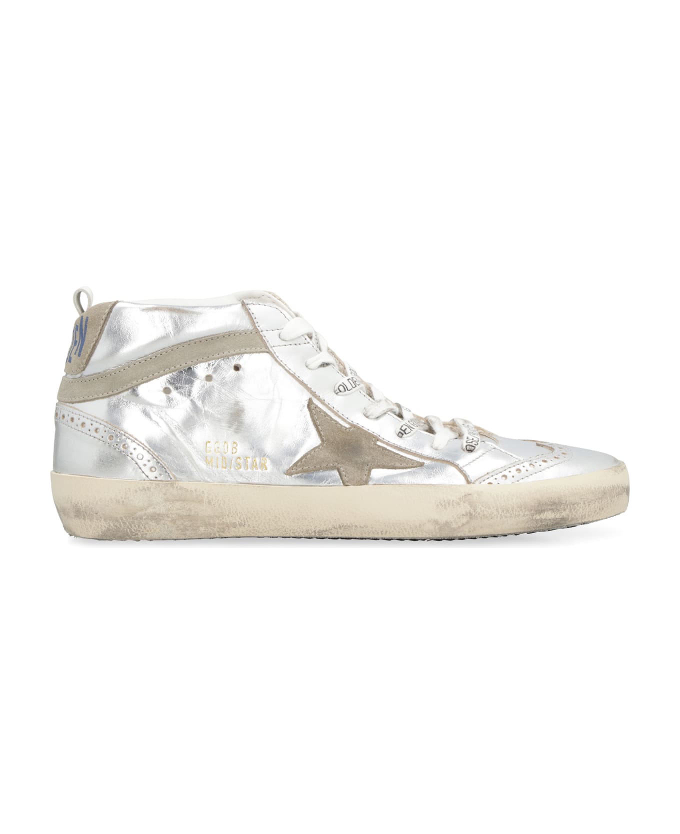Golden Goose Mid Star Leather Sneakers - Silver