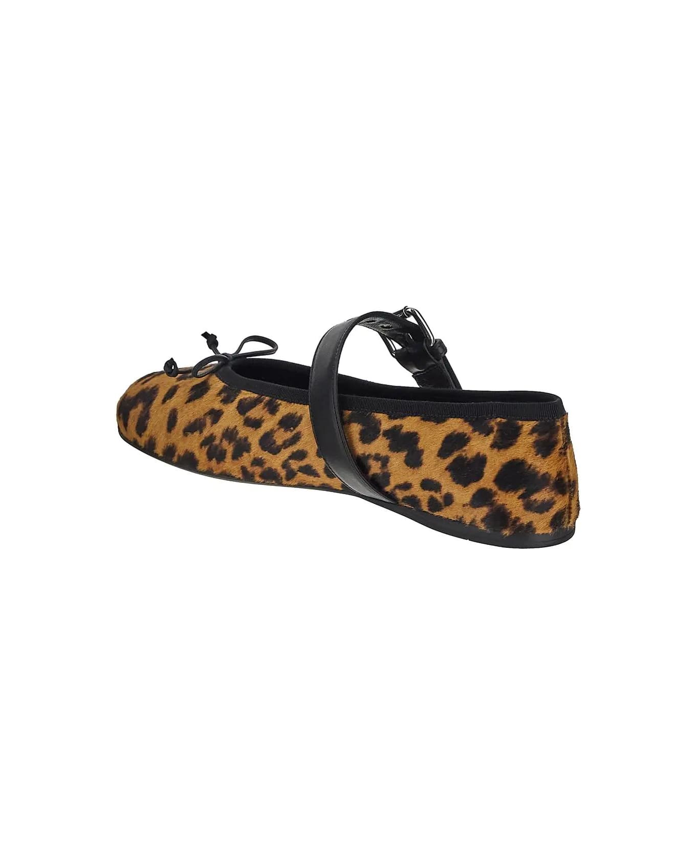 Miu Miu Leopard Ballerinas - Miele