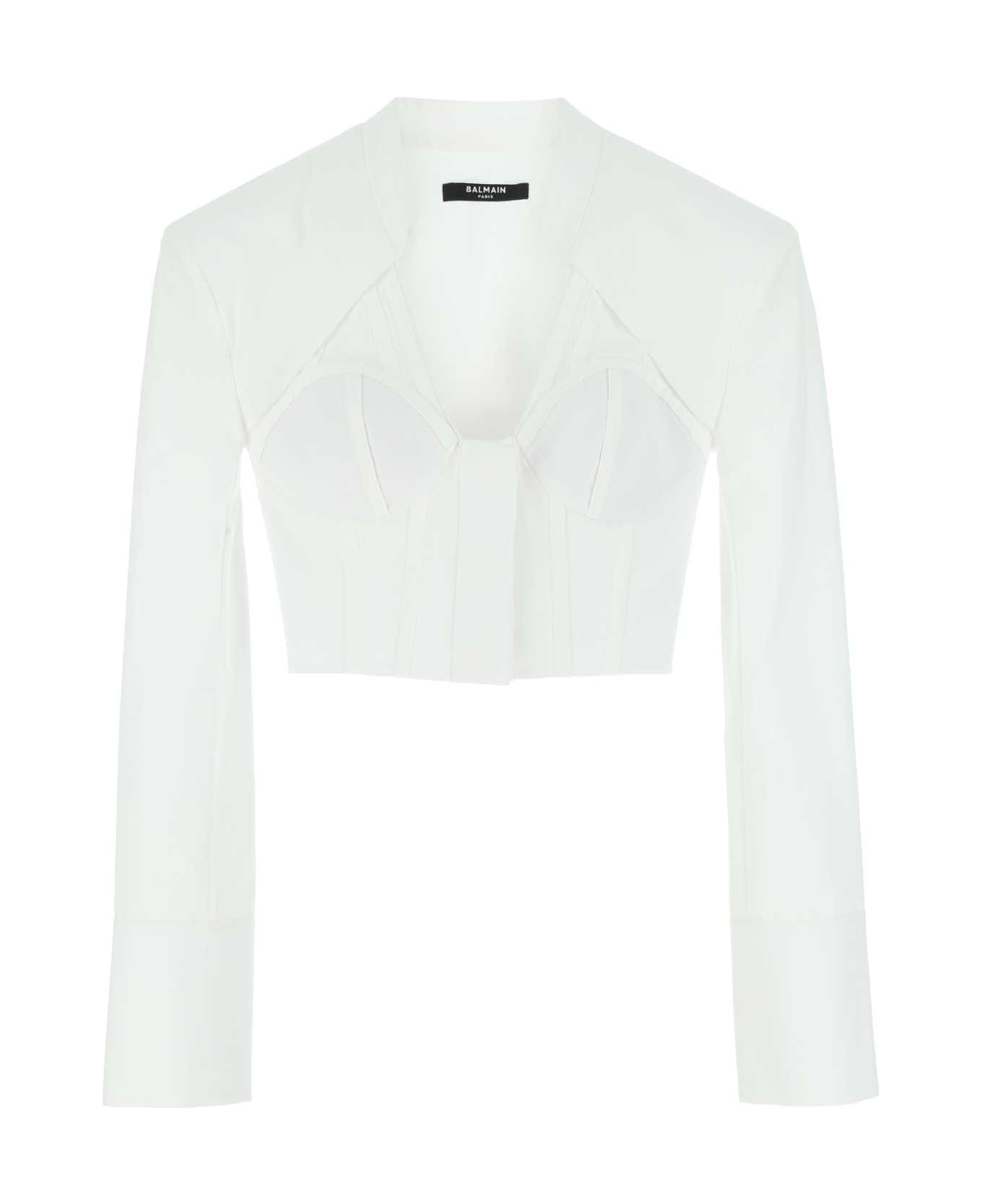 Balmain White Poplin Shirt - 0FA