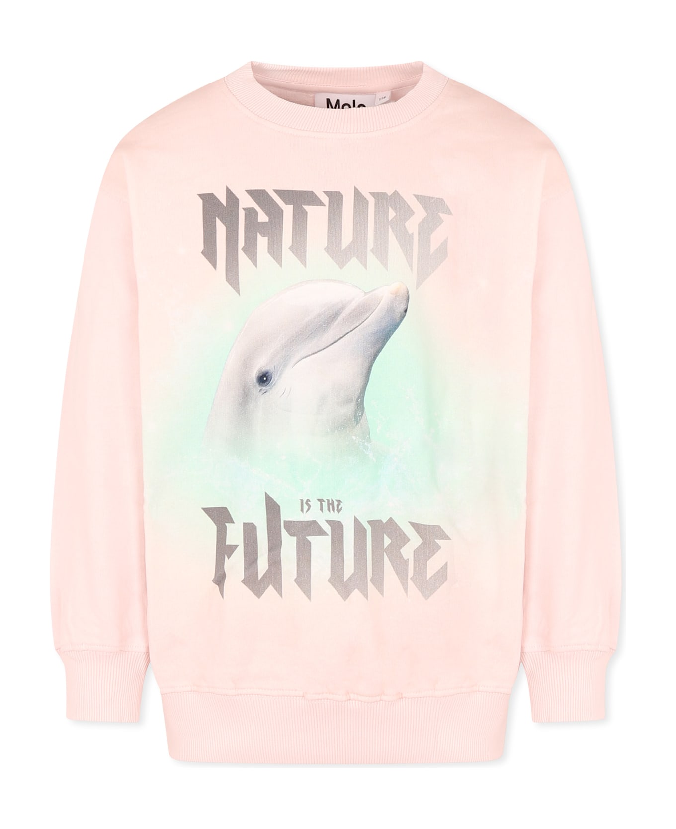 Molo Pink Sweatshirt For Girl With Dolphin - Pink