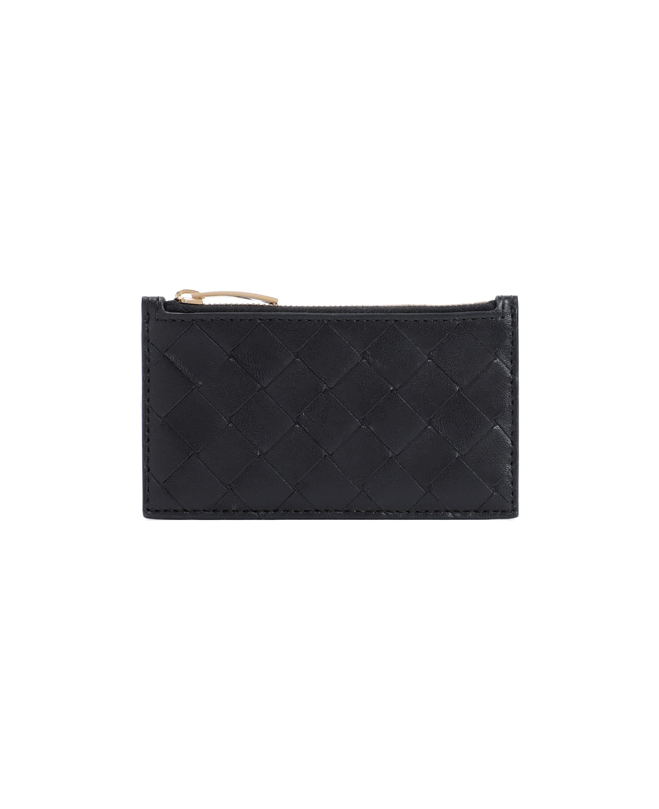 Bottega Veneta Zipped Card Case - Black Gold