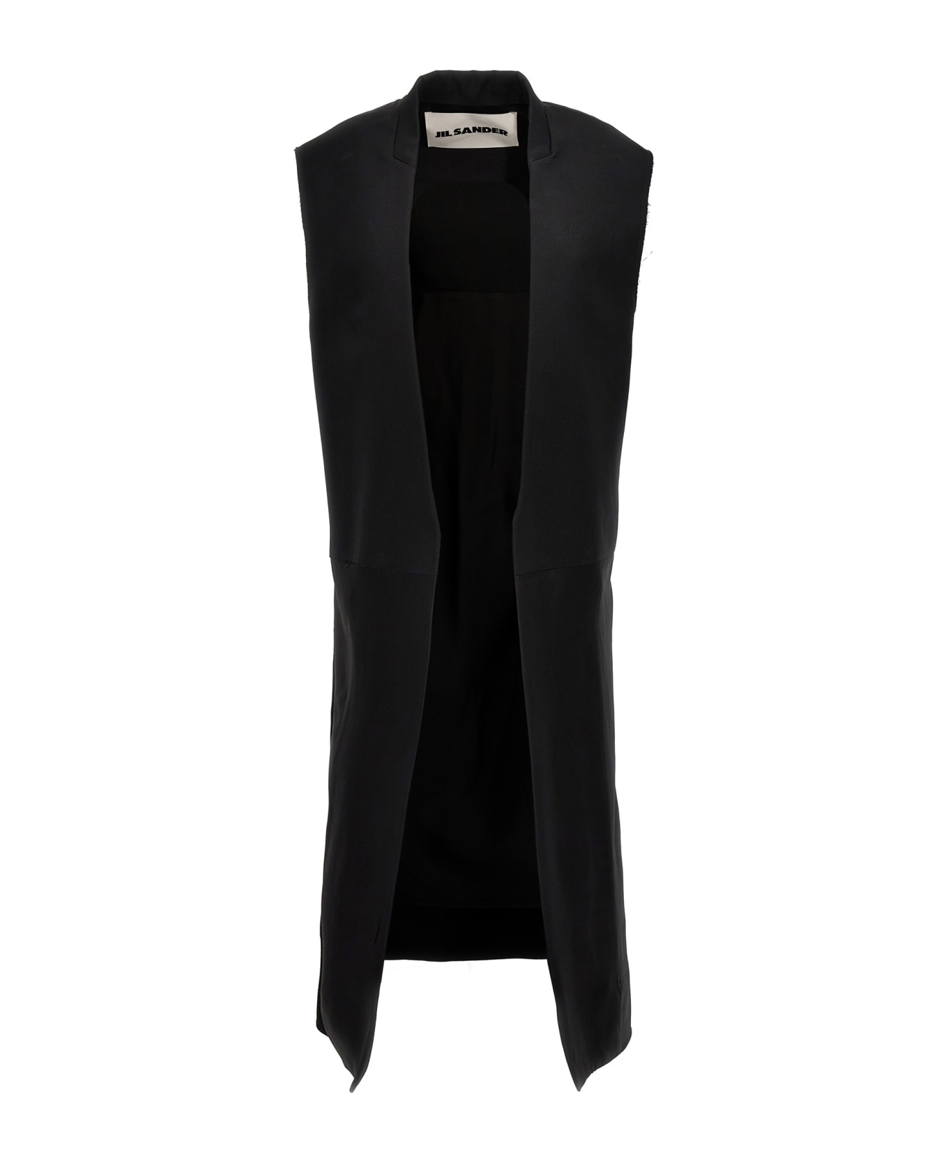 Jil Sander Two-material Long Vest - Black