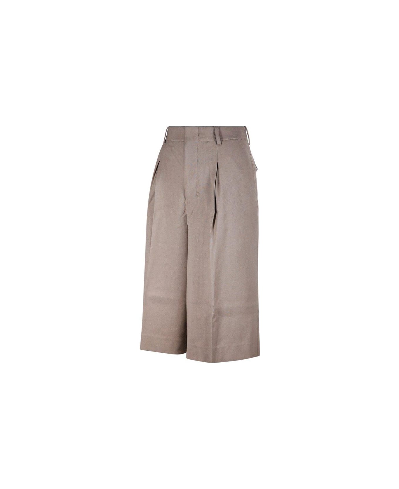 Ami Alexandre Mattiussi Paris Faille High Waisted Knee-length Shorts - LIGHTTAUPE
