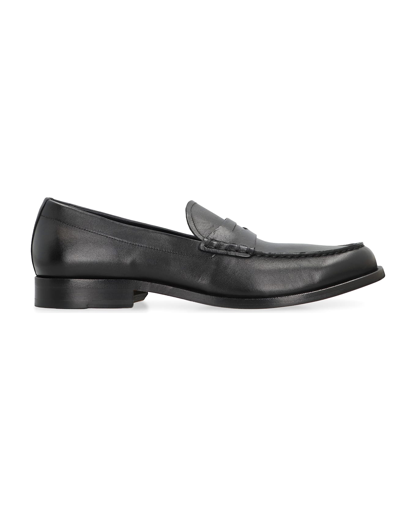 Hugo Boss Penny Loafers In Smooth Leather - black