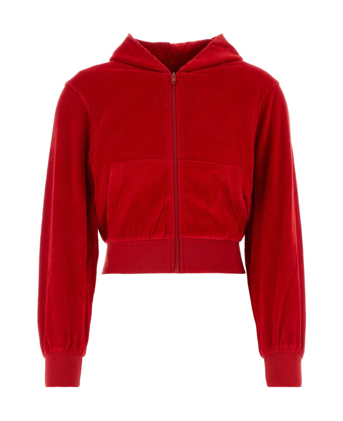 Balenciaga Red Velvet Sweatshirt - RED