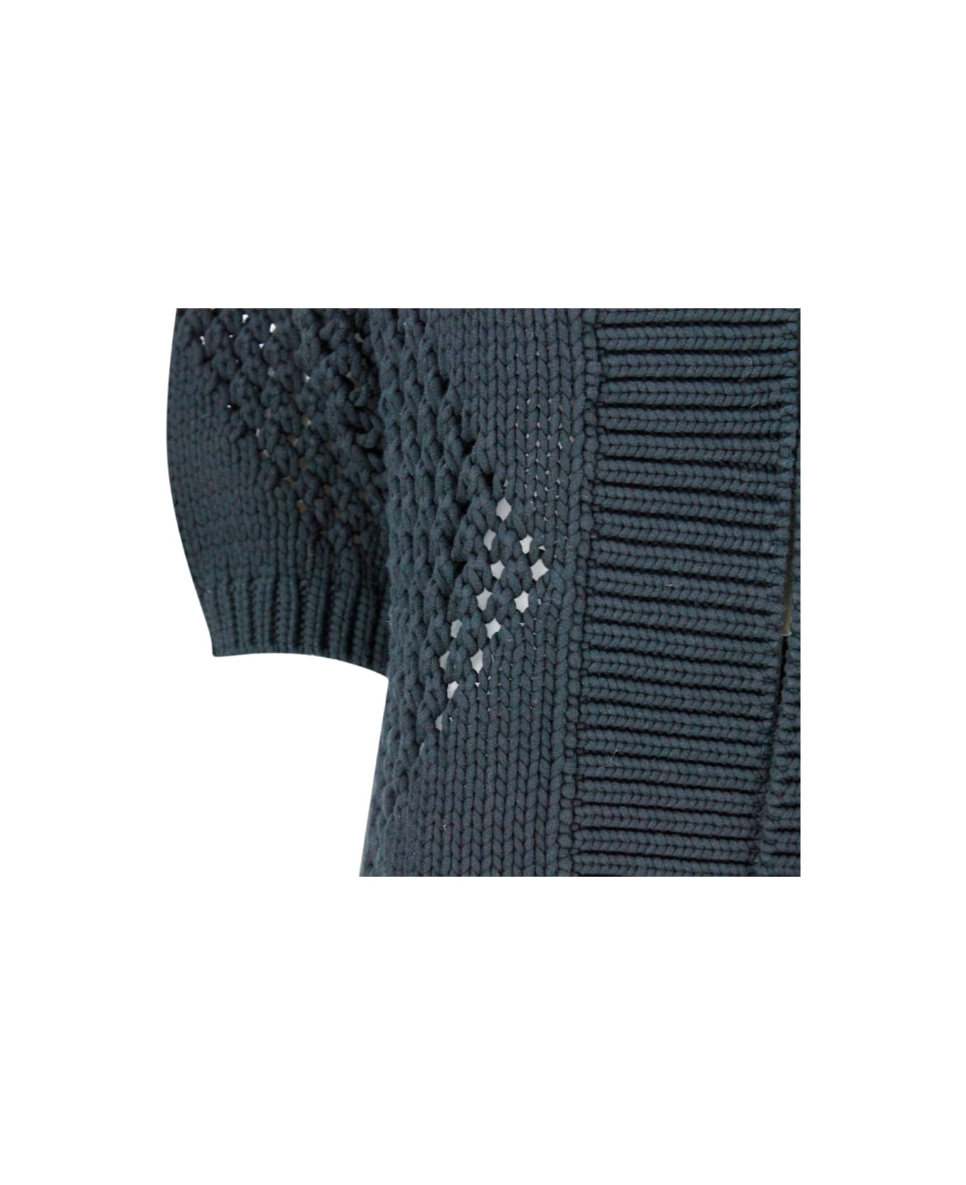 Brunello Cucinelli Long Cardigan In Feather Cotton - Black
