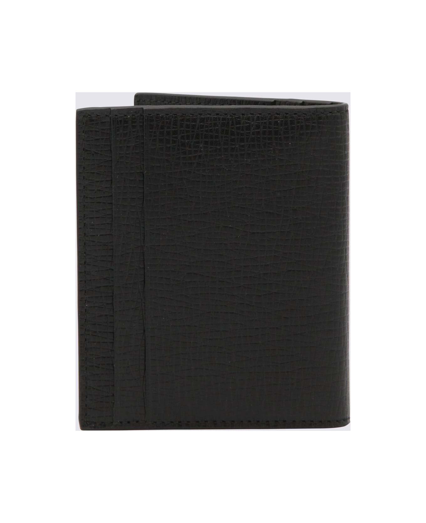 Ferragamo Black Leather Custom Metal Plate Card Holder - Black 財布
