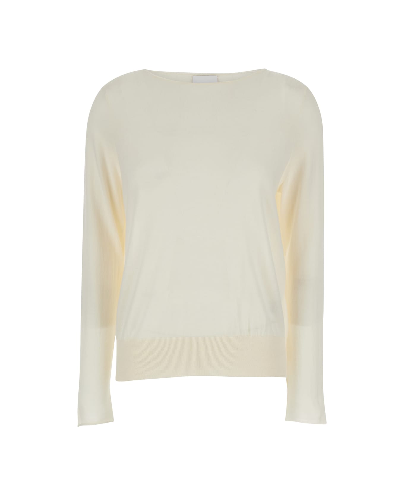 Allude Cream Pullover With Boat Neckline In Wool Woman - White ニットウェア