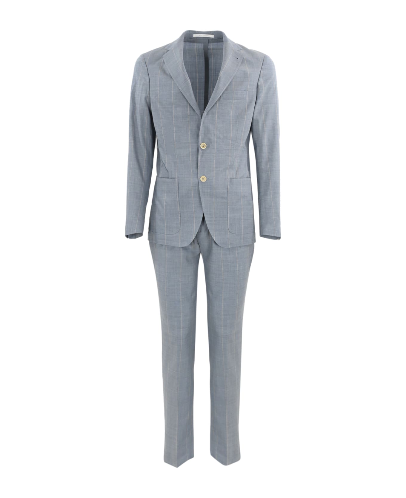 Eleventy Single-breasted Light Blue Pinstripe Suit - Denim