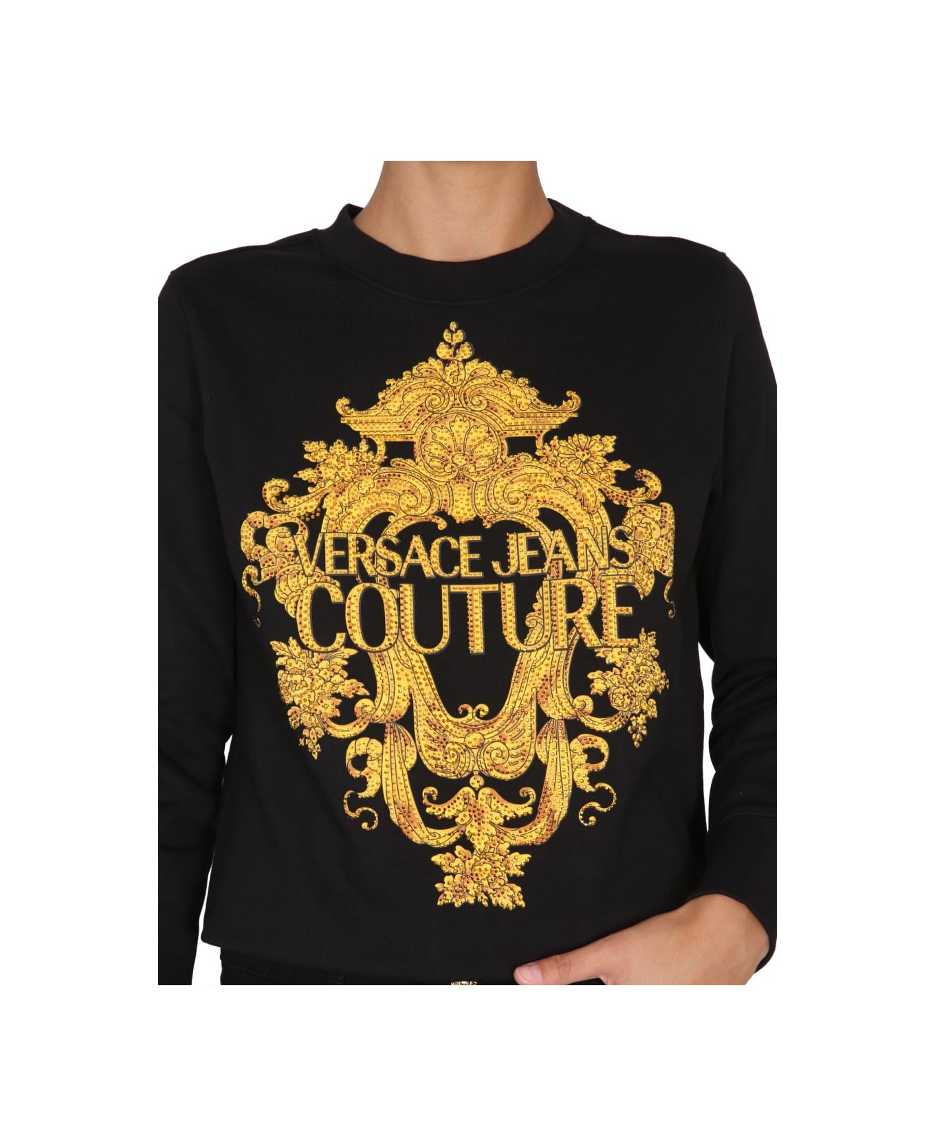 Versace Jeans Couture Sweatshirt With Baroque Print - BLACK