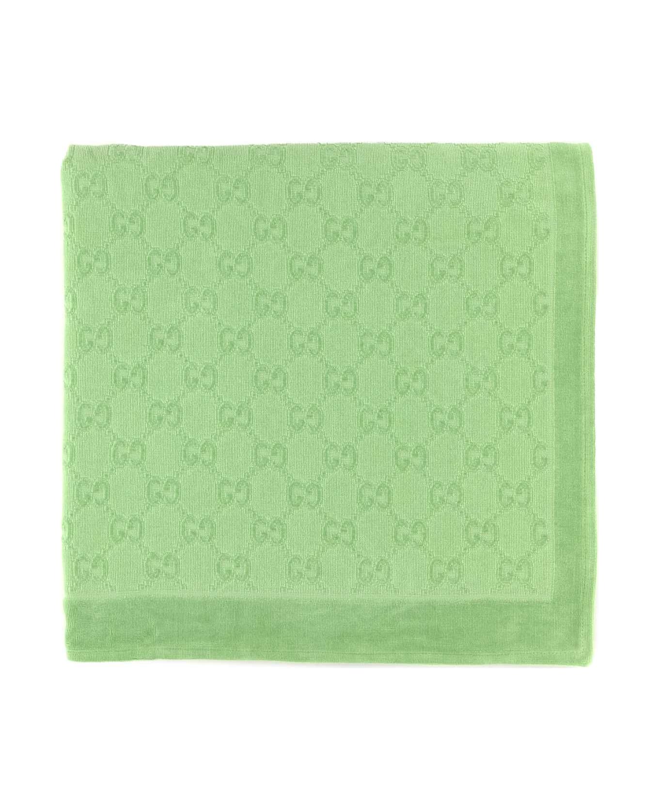 Gucci Fluo Green Terry Fabric Beach Towel - KELLYGREEN