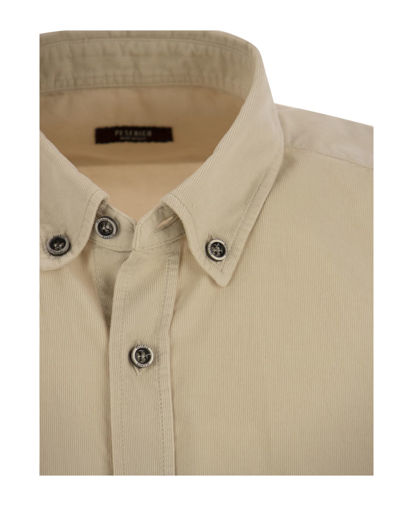 Peserico Pinstripe Velvet Shirt - Beige