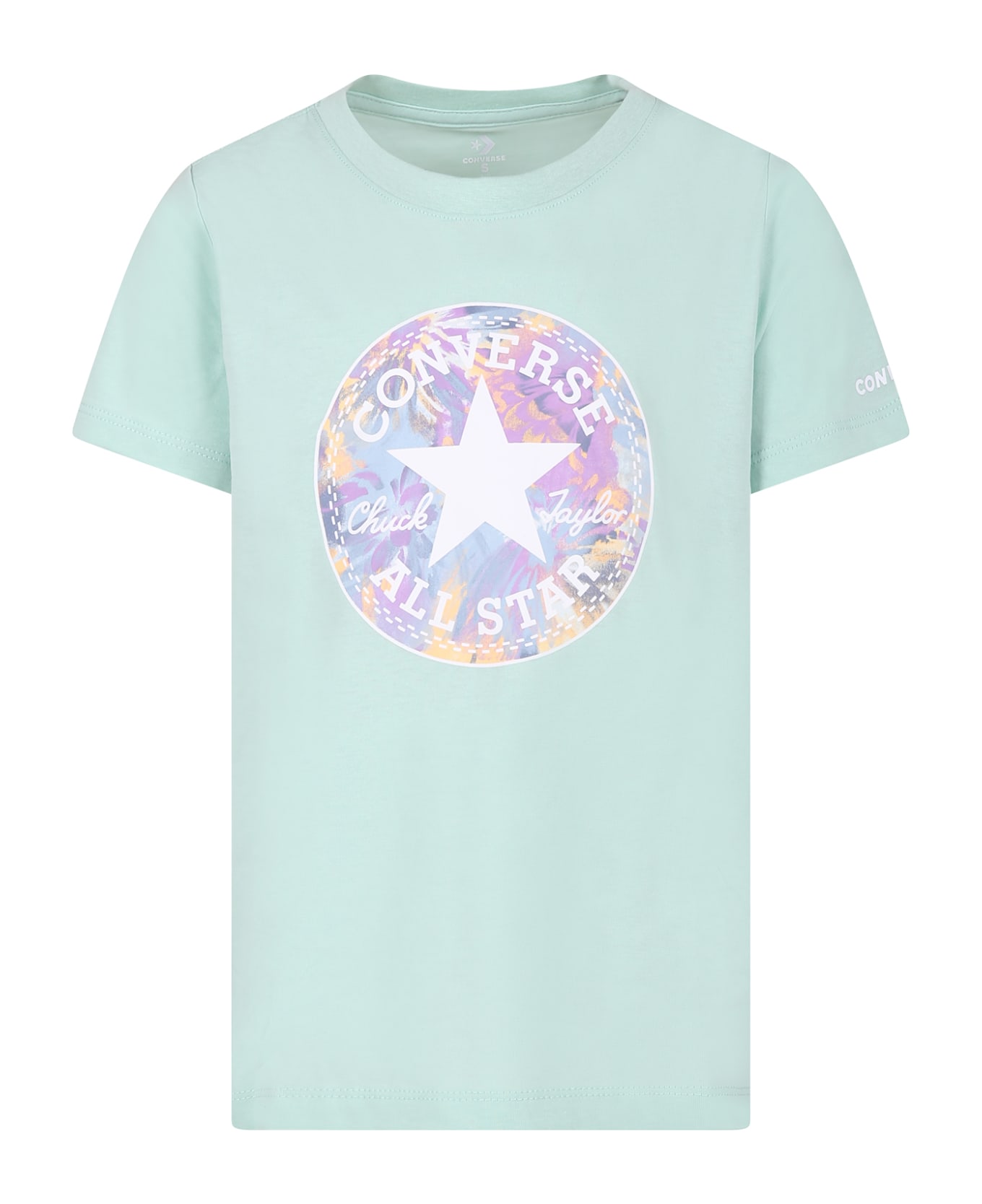 Converse Green T-shirt For Girl With Logo Print - Green