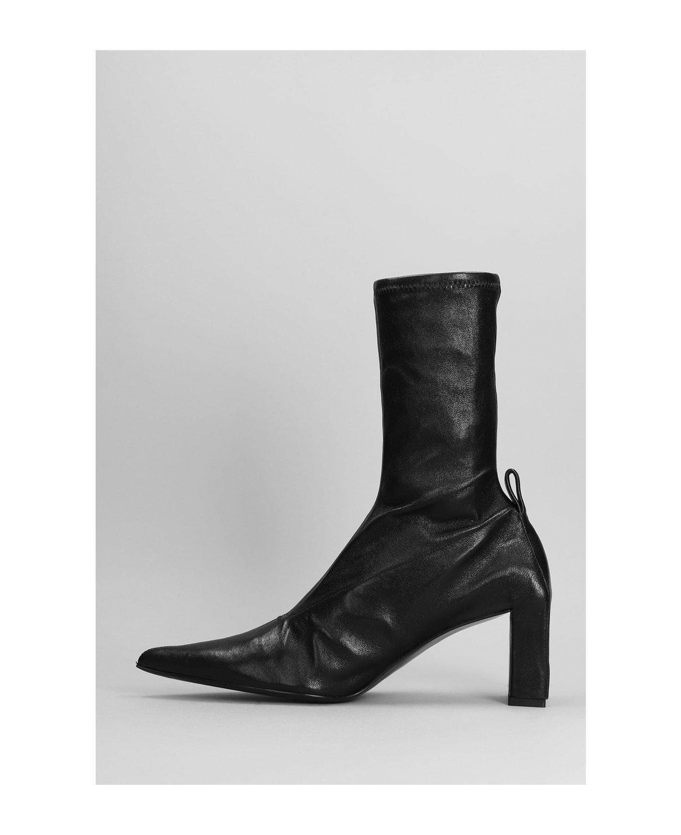 Jil Sander Low Heels Ankle Boots In Black Leather - Black