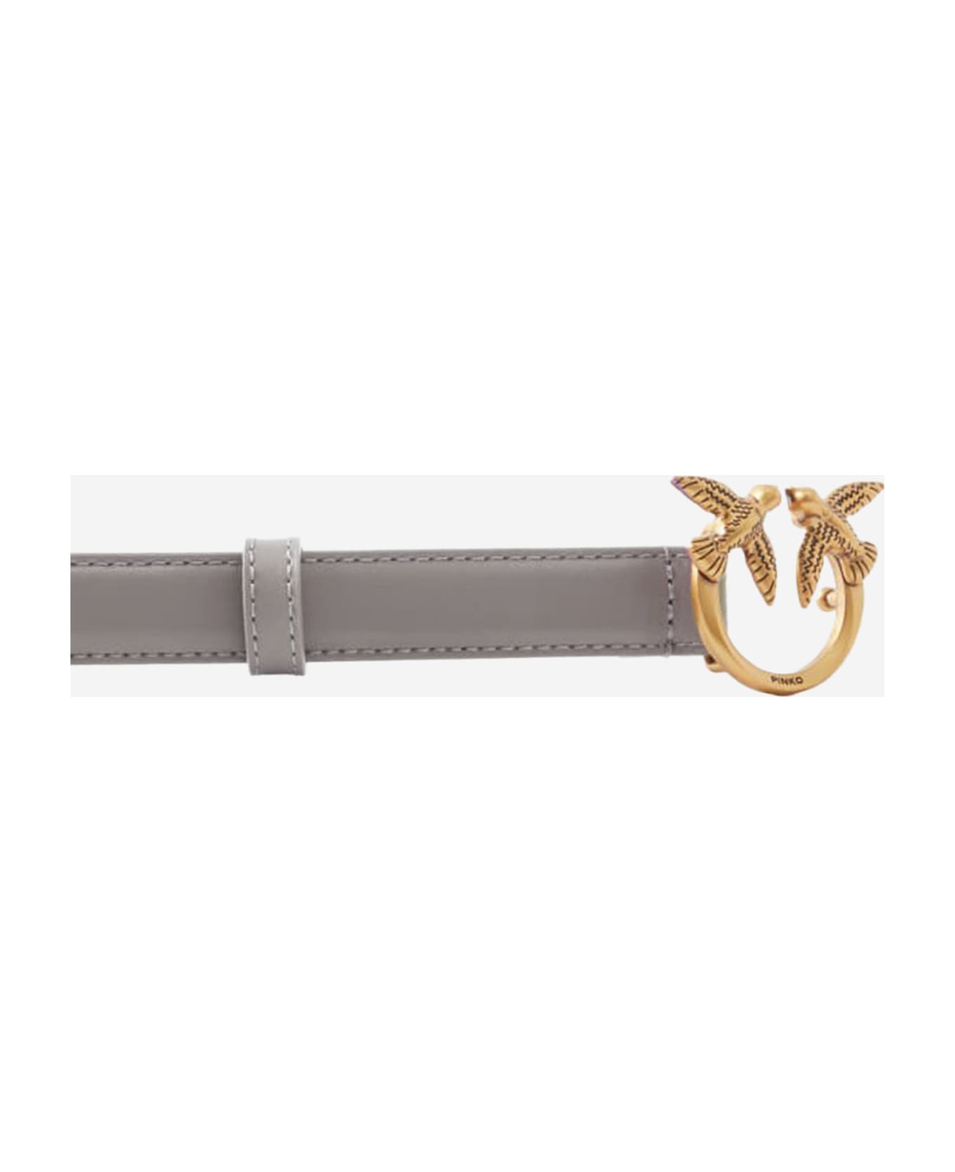 Pinko Love Berry Leather Belt - Beige
