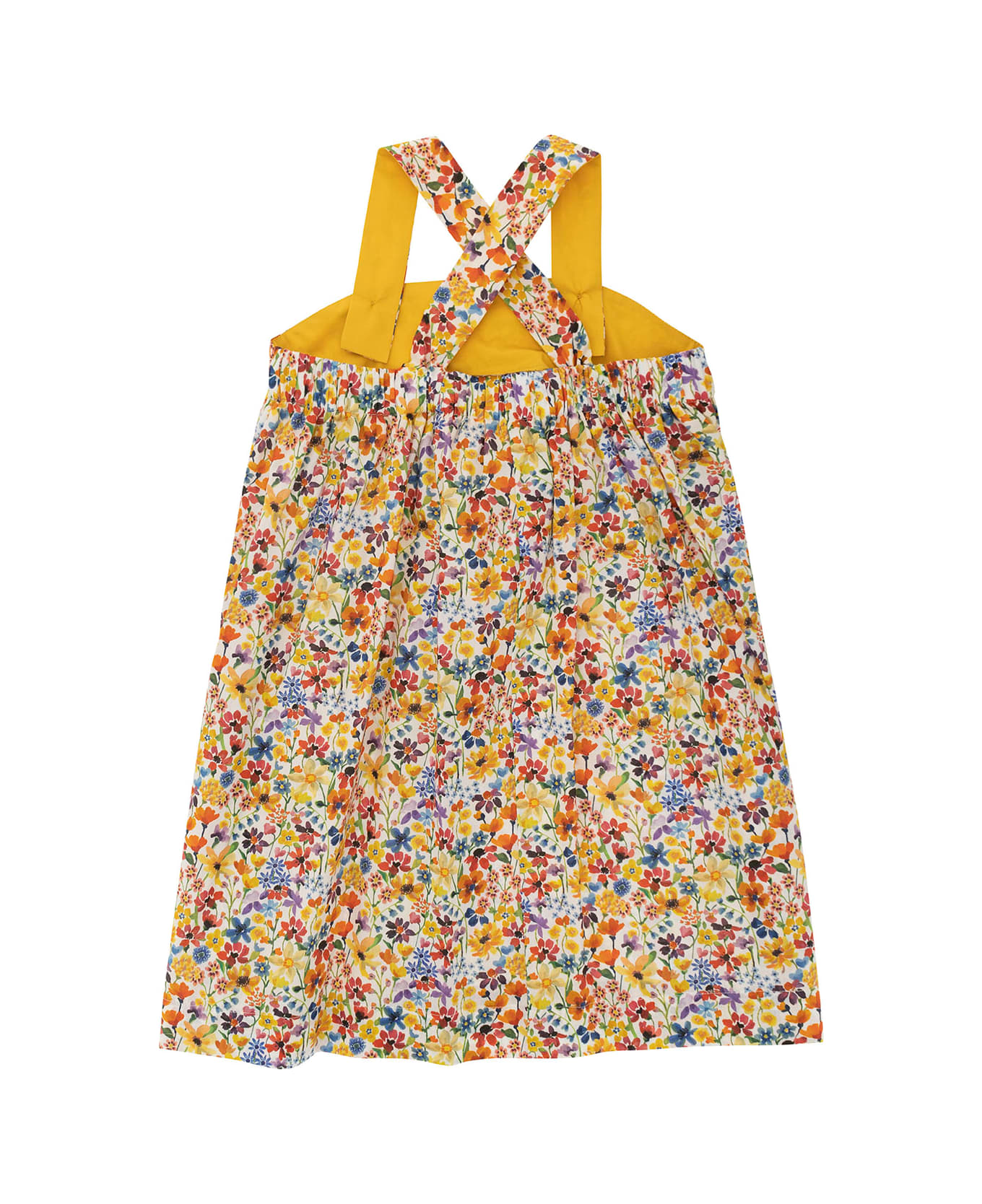 Il Gufo Multicolor Dungaree Dress With All-over Flower Print In Cotton Girl - Multicolor