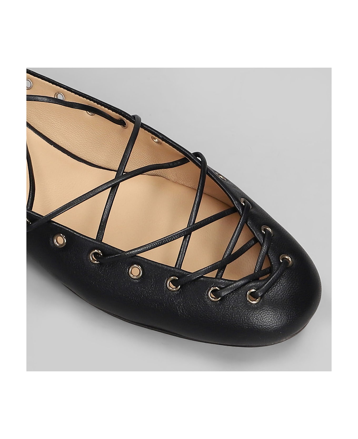 Chloé Ghillies Ballet Flats In Black Leather - black