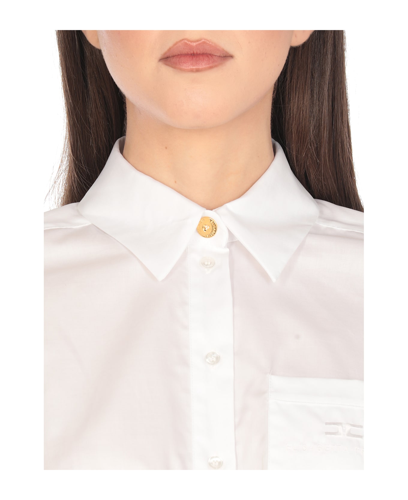 Elisabetta Franchi Cotton Cropped Shirt Elisabetta Franchi - Bianco