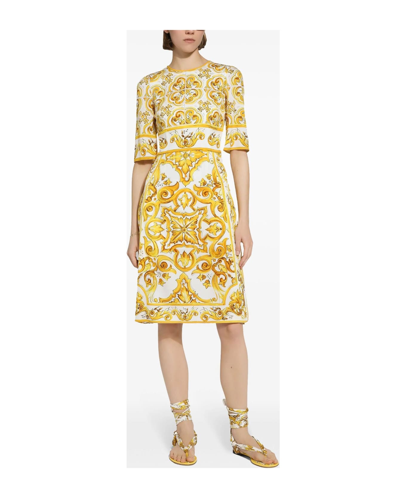Dolce 
Gabbana Silk Charmeuse Midi Dress - Yellow