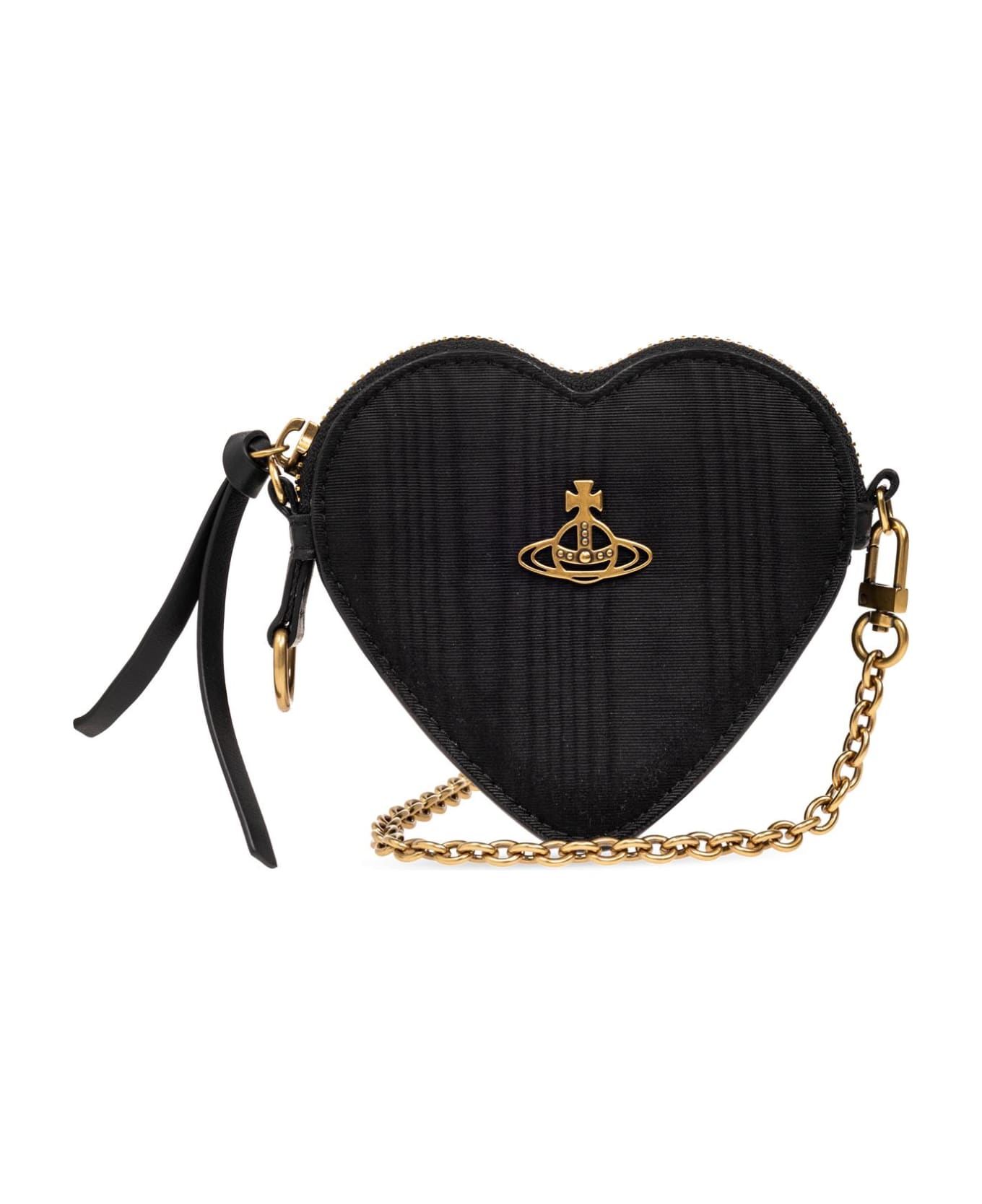 Vivienne Westwood Moire Heart Orb-plaque Mini Crossbody Bag - BLACK