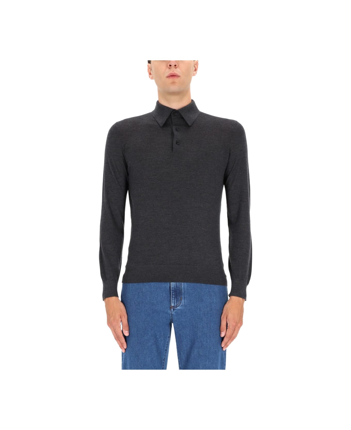 Zegna Cashmere Polo Shirt - CHARCOAL