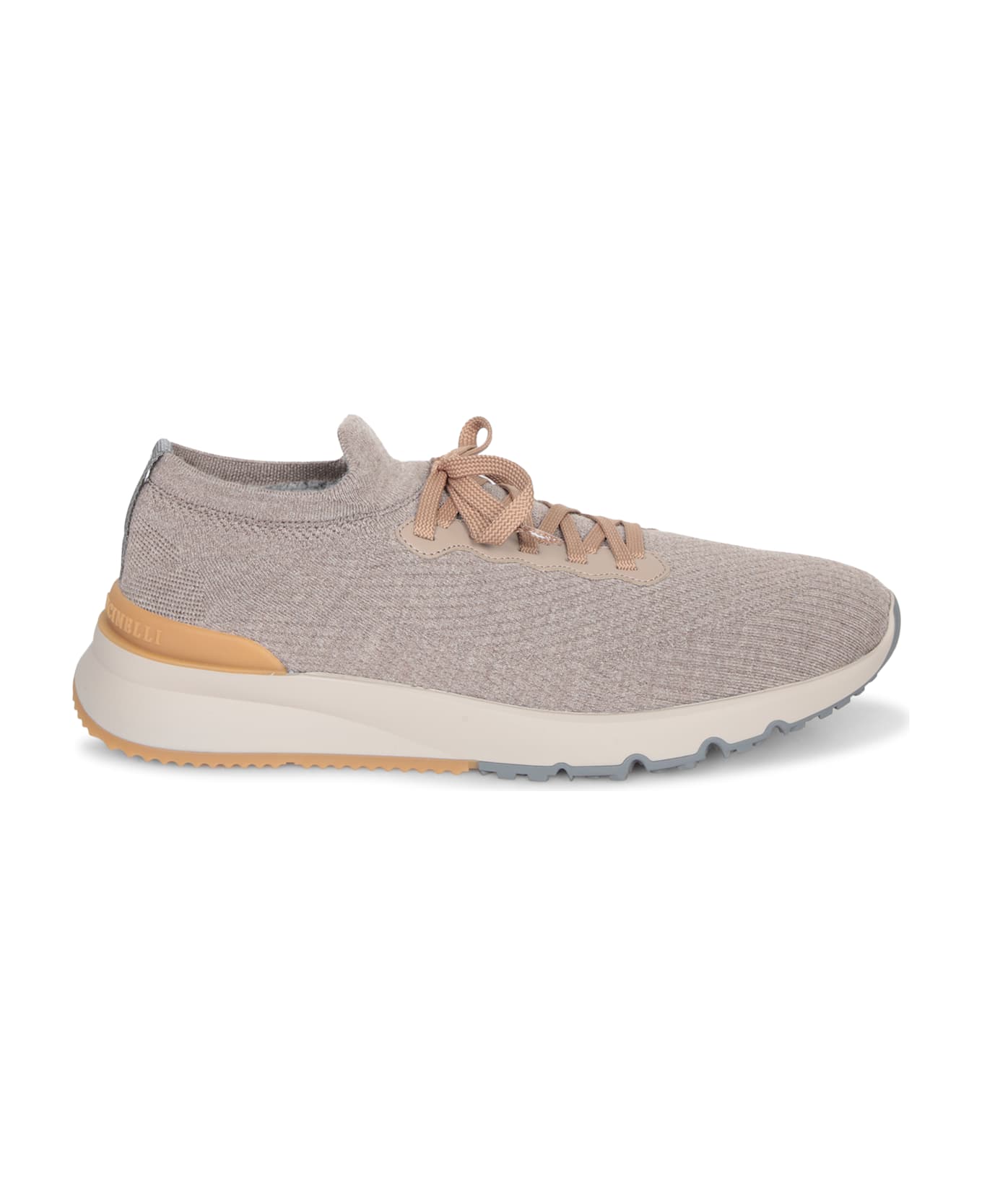 Brunello Cucinelli Taupe Wool Knit Sneakers - Beige